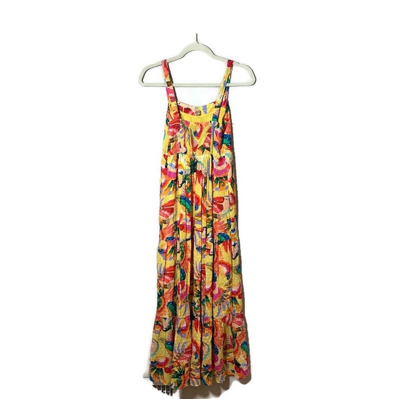 Anthropologie Farm Rio Textured Tropical Yellow Maxi Dress Size XS - Picture 4 of 11